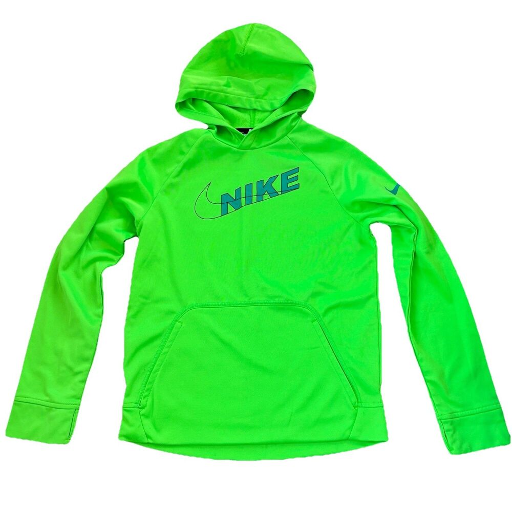 Nike Hoodie Youth L Large Therma-FIT Pullover Electric Neon Green Sweatshirt